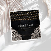 Zwart-wit rustieke elegantie bruiloft servetten