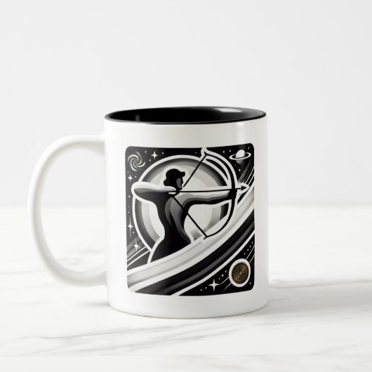 Zwart-wit Sagittarius Zodiac Coffee Mok (Links)