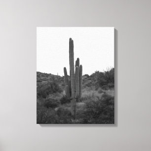 Zwart-wit Saguaro Cactus 16x20 Canvas Afdruk
