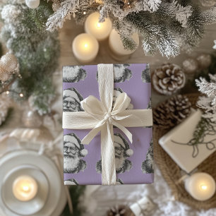 Zwart-wit Santa Bleke Paarse Cadeaupapier