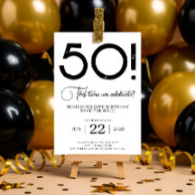 Zwart-wit Save The Date 50th Birthday