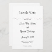 Zwart-wit Save the Date-aankondigingen Kaart (Voorkant / Achterkant)