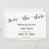 Zwart-Wit Save The Date Gouden Uitnodigingskaart (Achterkant)