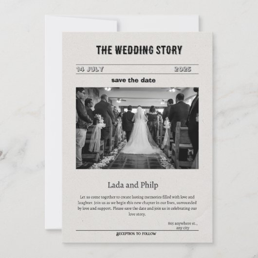 Zwart-wit Save the Date Invitation Feestdagenkaart (Voorkant)