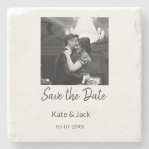 ZWART WIT save the date QR name date oranje Stenen Onderzetter