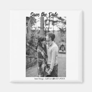 zwart wit save the date QR website naam foto toevo Magneet