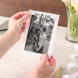 zwart wit save the date QR website naam foto toevo Vellum Uitnodigingen