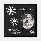 Zwart & Wit Save the Date Winter Bruiloft Magneet (Voorkant)
