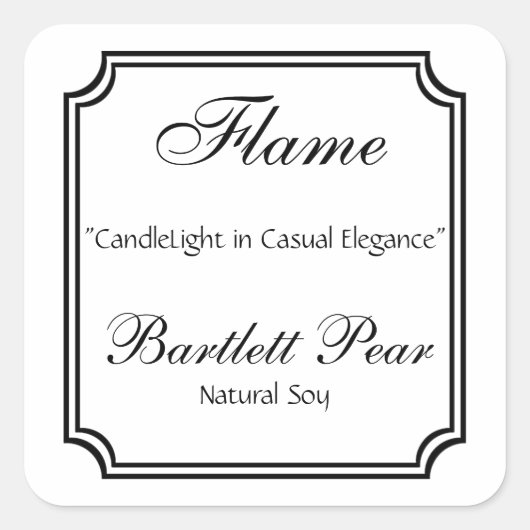 Zwart-wit Scallop Lijst Candle Label (Voorkant)