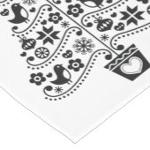 Zwart & Wit Scandinavische Kerstboom Volkskunst Medium Tafelloper (Hoek)