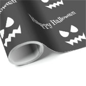 Zwart & Wit Scary Halloween Ghost Gezicht Patroon Cadeaupapier (Rol Hoek)