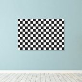 Zwart-wit schaakbordpatroon canvas afdruk (Insitu (Houten vloer))