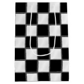Zwart-wit schaakbordpatroon medium cadeauzakje (Achterkant)
