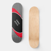 Zwart-wit schaakpatroon en golvende lijnen skateboard (Voorkant)