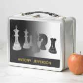 Zwart-wit Schaakstukken Gouden Naam (In situ)