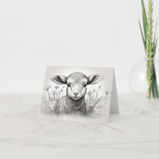 Zwart-wit schaap in de bloemen kaart