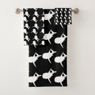 Zwart-wit Schaduw vis haai walvis patroon Bad Handdoek