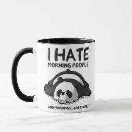 Zwart wit schattig grappig panda cartoon quote mok