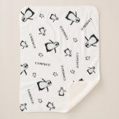 Zwart wit Schattige Pinguïn Gepersonaliseerde baby Sherpa Deken (Voorkant)