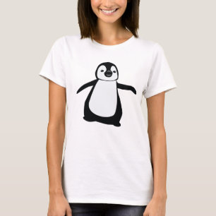 Zwart-wit schattige pinguïn tekening t-shirt