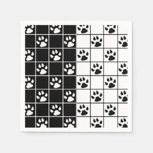 Zwart Wit Schattige Windowpane Paw Plaid Servet