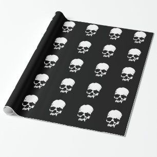 Zwart & Wit Schedel Kerst Wrapping Papier