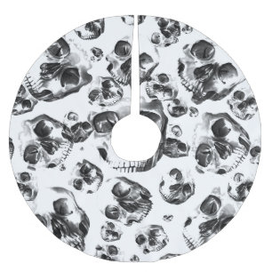 Zwart-Wit Schedels Skelet Schedel Kunst Patroon Kerstboom Rok