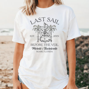 Zwart-Wit Scheepvaart Lijnkunst Bachelorette T-shirt
