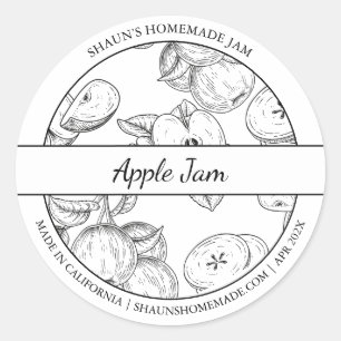 Zwart & Wit Schets Apple Jam label