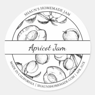 Zwart & Wit Schets Apricot Jam label