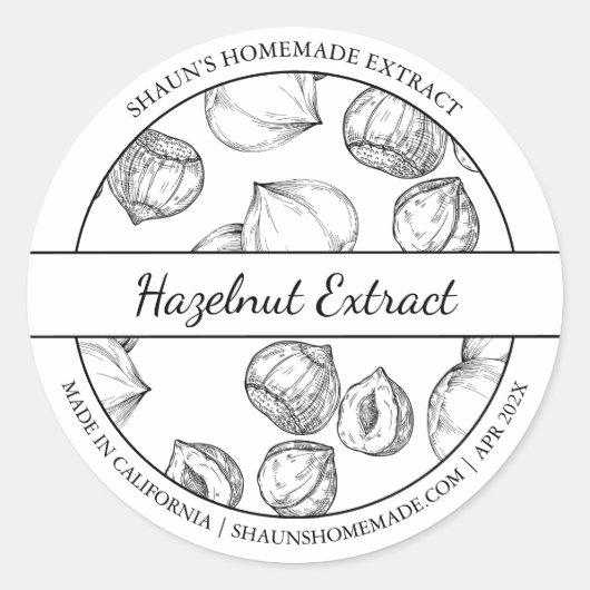 Zwart & Wit Schets Hazelnoot Extract label (Voorkant)