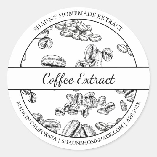 Zwart & Wit Schets Koffie Extract label (Voorkant)