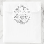 Zwart & Wit Schets Strawberry Jam label (Tas)