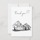 zwart-wit schets van bergen bedankkaart (Voorkant)