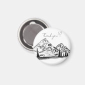 zwart-wit schets van bergen magneet (Voorkant / Achterkant)