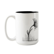 Zwart-wit schets van bloem op koffiemok