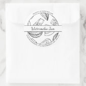 Zwart & Wit Schets Watermeloen Jam label (Tas)