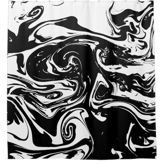 Zwart-wit schoeisel met marmerstijl douchegordijn (Voorkant)