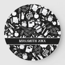 zwart-wit schoolbenodigdheden patroon