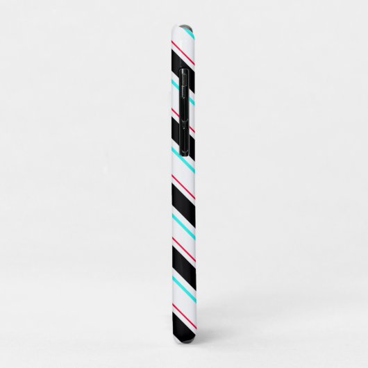Zwart-wit schuine Regimental Stripe Lines Case-Mate iPhone Case (Achterkant/links)