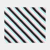 Zwart-wit schuine Regimental Stripe Lines Fleece Deken (Voorkant (Horizontaal))