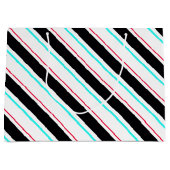 Zwart-wit schuine Regimental Stripe Lines Groot Cadeauzakje (Voorkant)