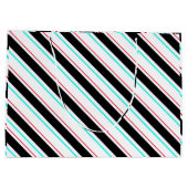 Zwart-wit schuine Regimental Stripe Lines Groot Cadeauzakje (Achterkant)