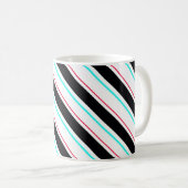 Zwart-wit schuine Regimental Stripe Lines Koffiemok (Voorkant rechts)