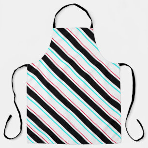 Zwart-wit schuine Regimental Stripe Lines Schort
