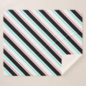 Zwart-wit schuine Regimental Stripe Lines Sherpa Deken (Voorkant (horizontaal))