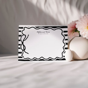 Zwart-wit Scribble Bow Couple Stationery Notitiekaartje