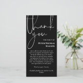 Zwart Wit Script & 2 Foto's Funeral Bedankje Bedankkaart (Staand voorkant)