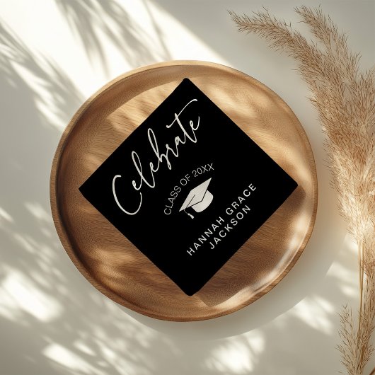 Zwart-wit script Afstuderen gefeliciteerd Servet