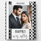 Zwart-wit Script Bruiloft Foto Plaque Fotoplaat (Voorkant)